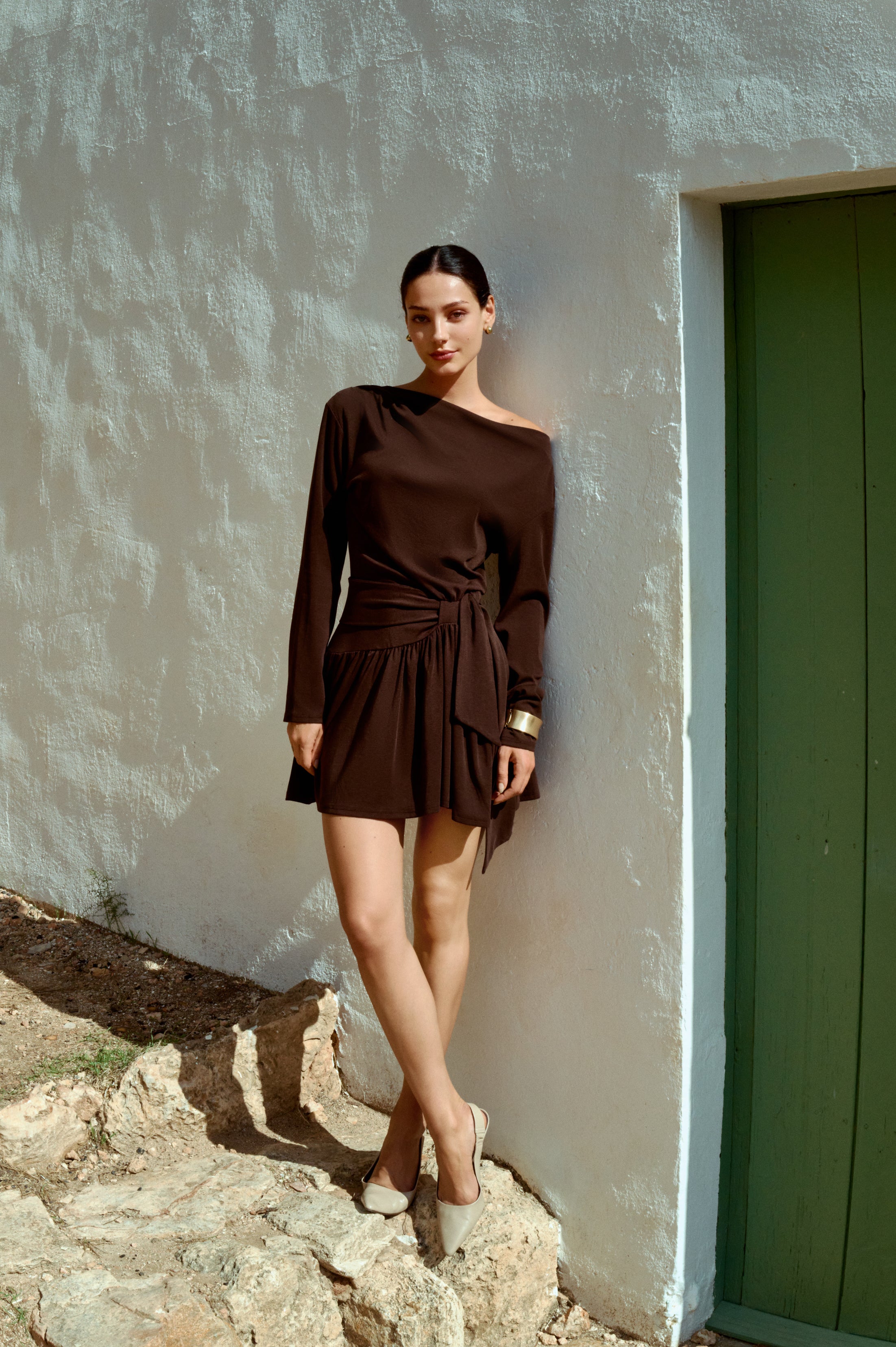 Tie waist mini dress