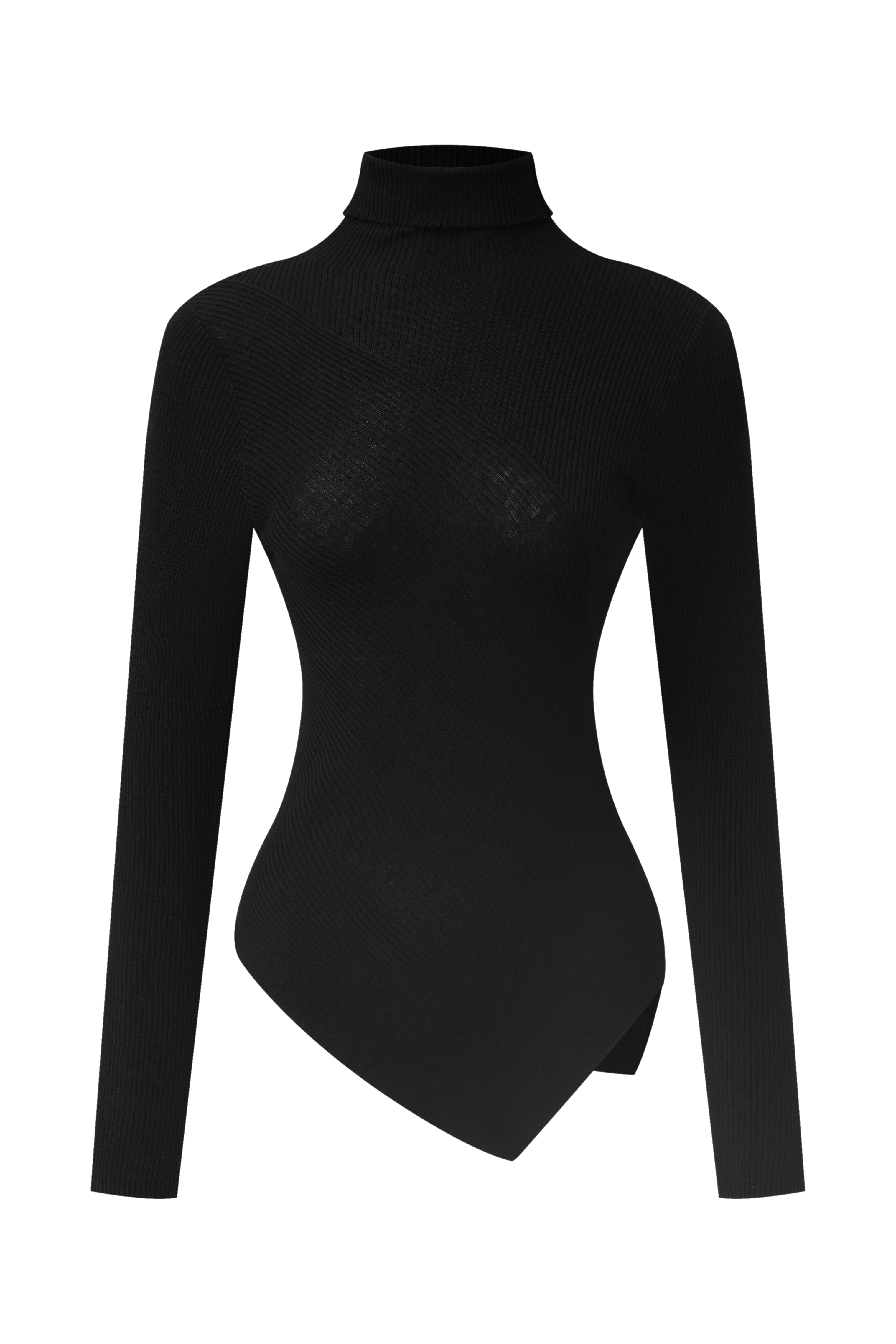 Turtleneck asymmetrical wool sweater