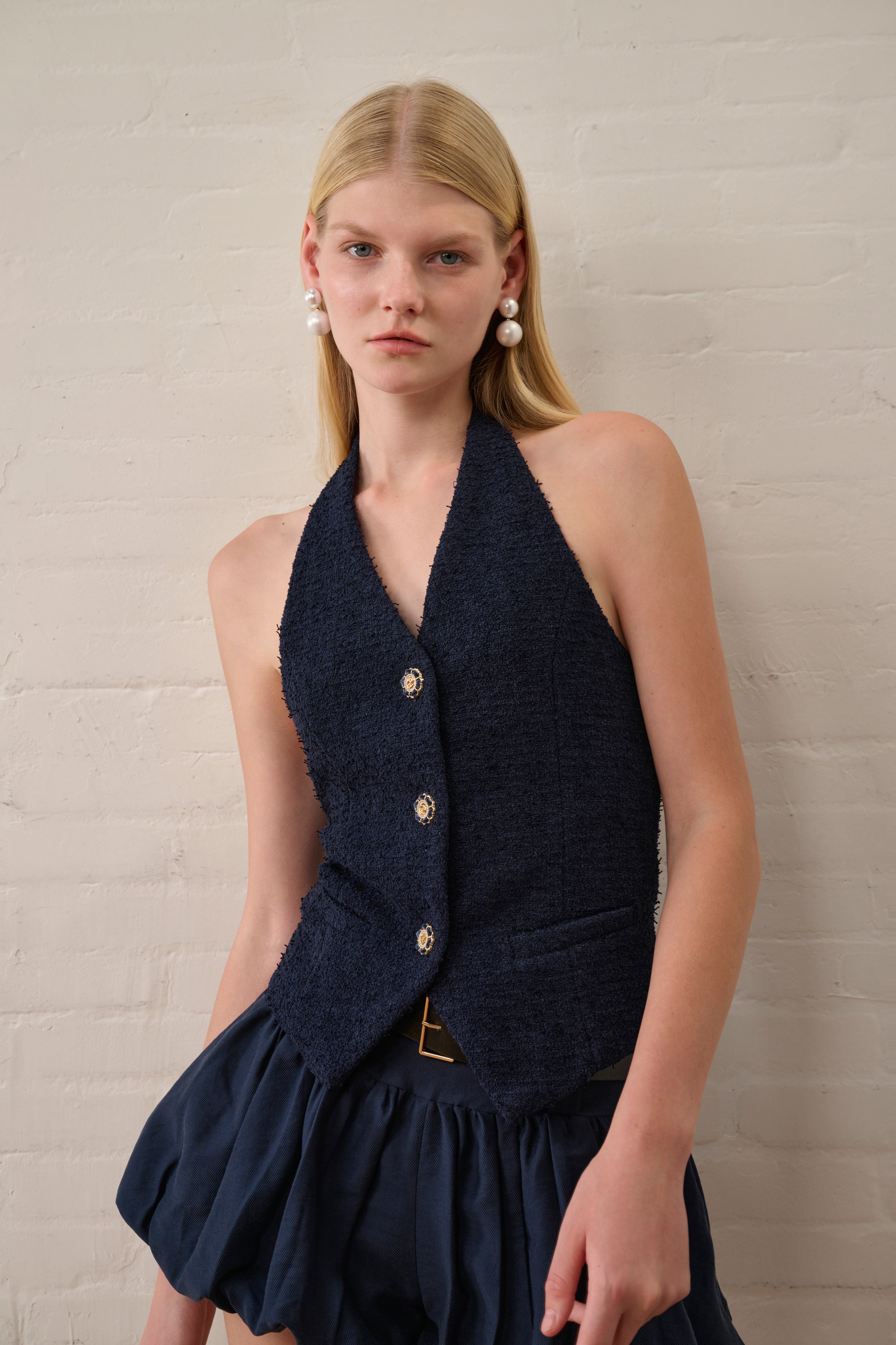 Tweed halterneck top