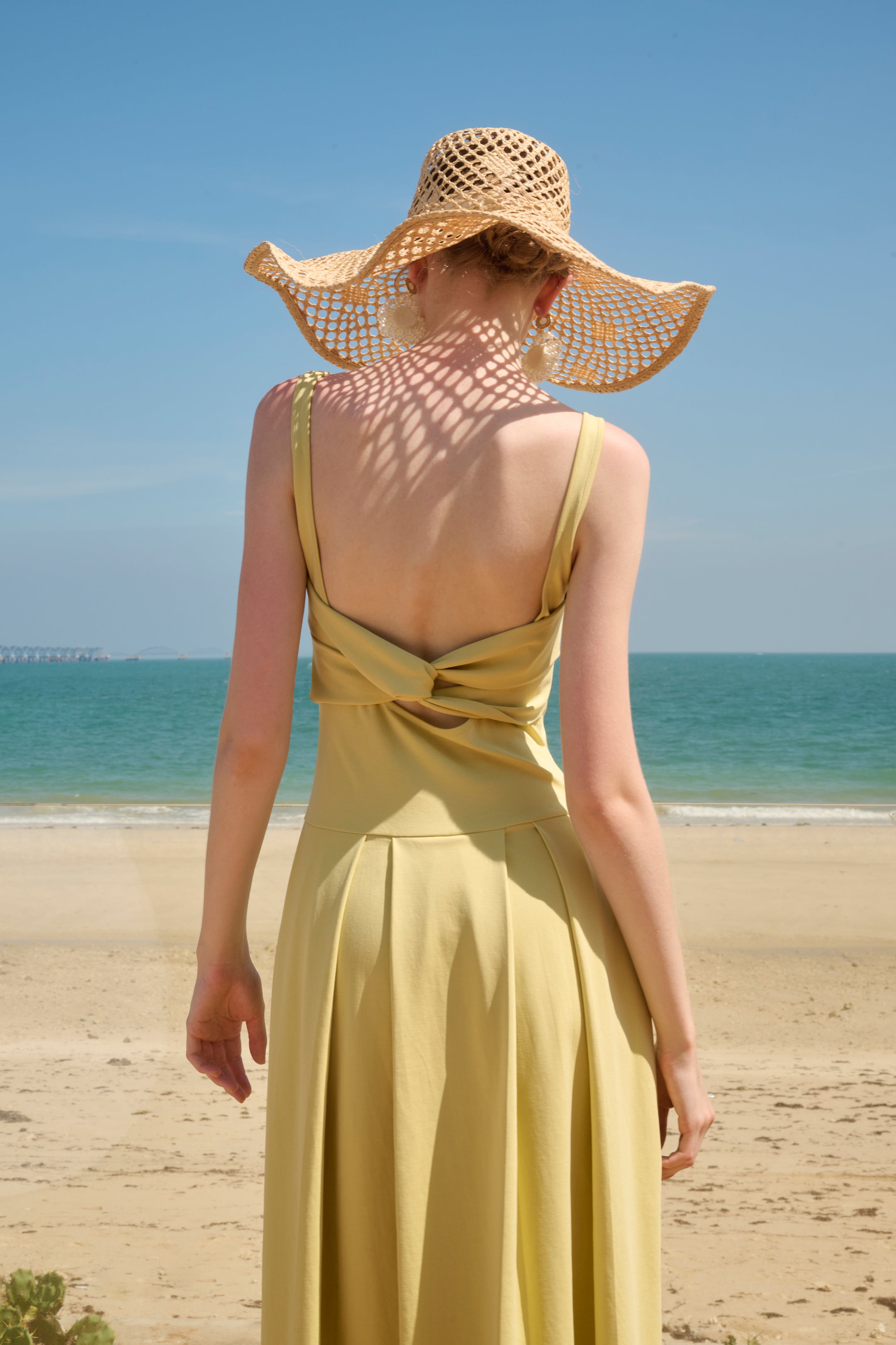Twisted back midi dress