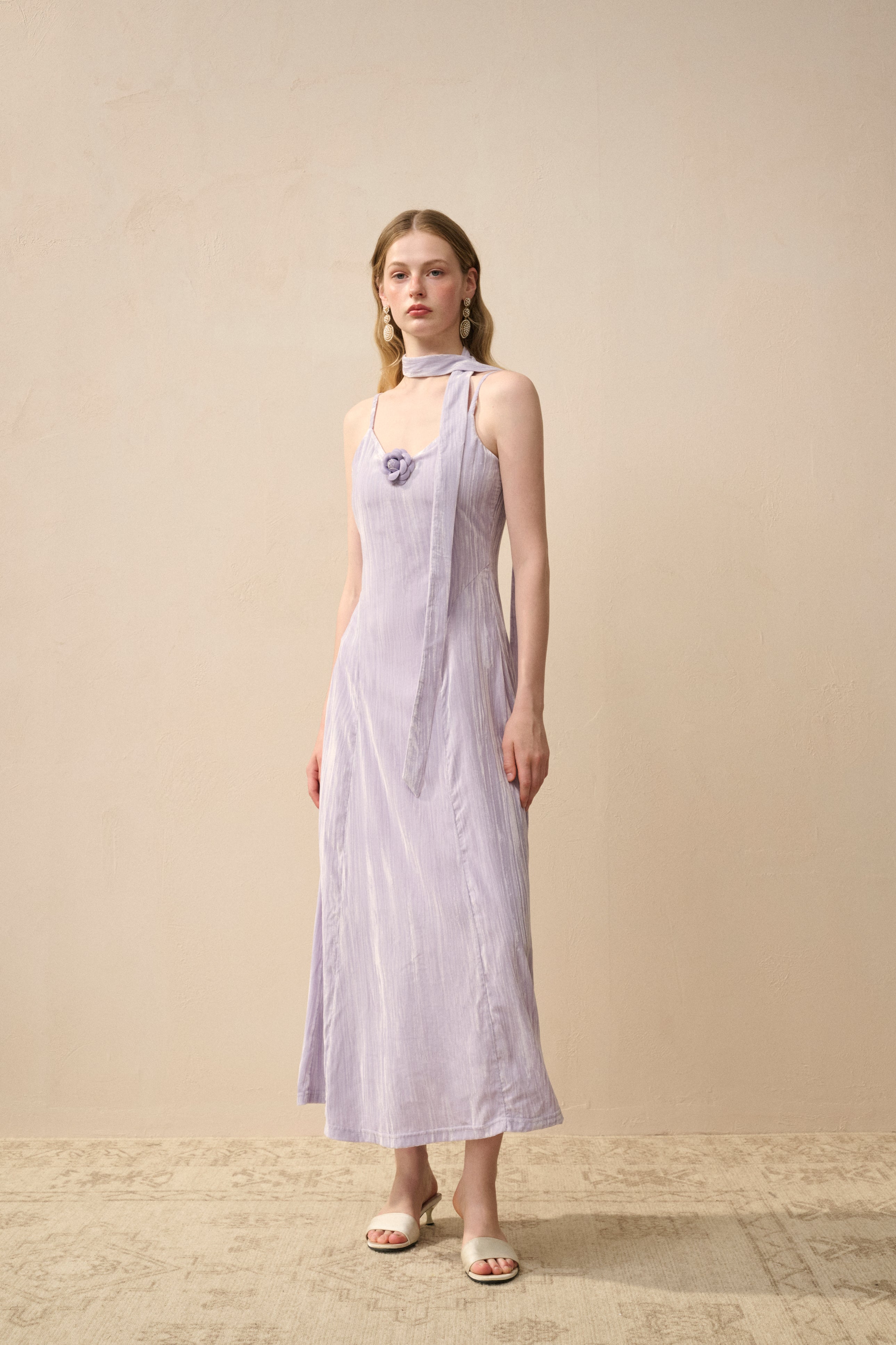 Velvet spaghetti strap maxi dress
