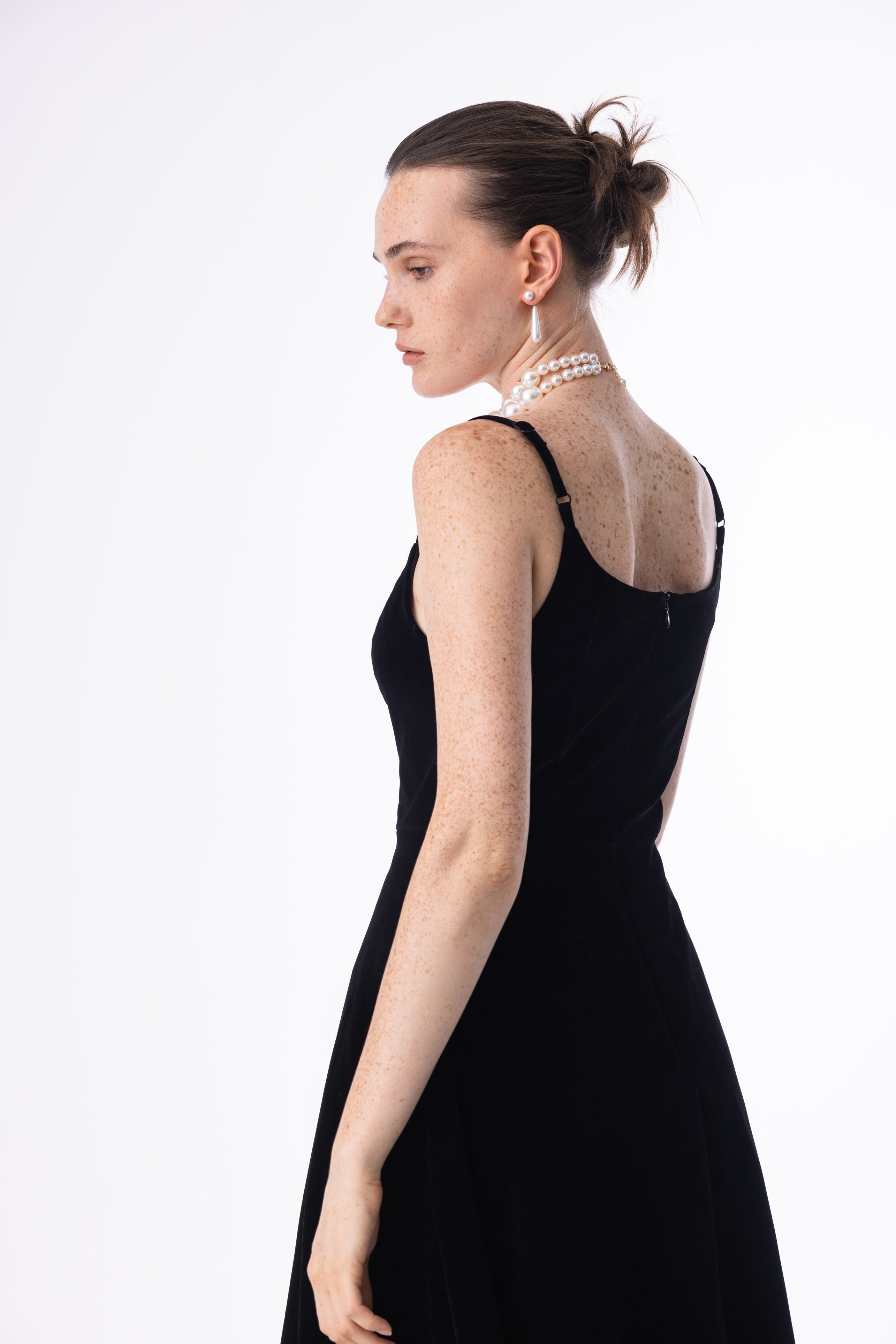 Velvet embroidered eyelet dress